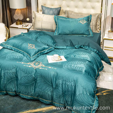 Green Luxury ashed silk jacquard embroidery bedding